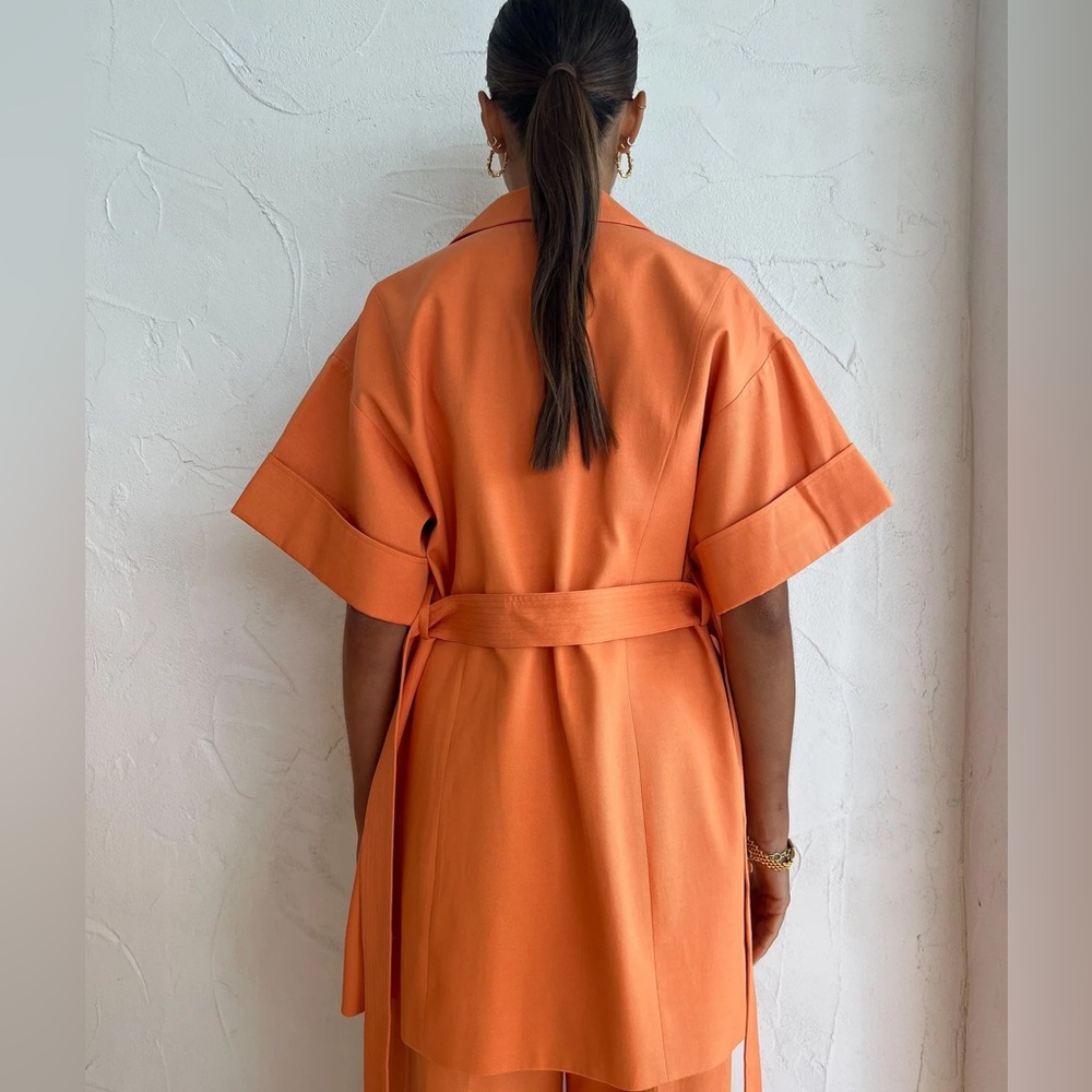 Shona Joy Sara Short Sleeve Blazer Dress In Mango - Picture 4 of 4